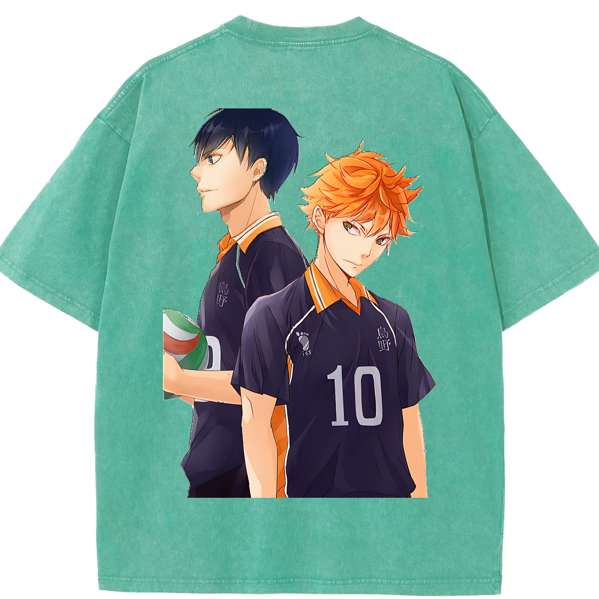 （画像用） ハイキュー!! Haikyu!! 綿100% ヴィンテージ風 半袖Tシャツ（背面プリント）